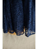 Navy Blue Lace Deep V Back Knee Length Flower Girl Dress